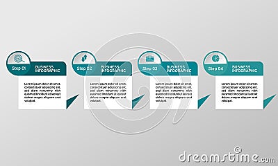 Vector rectangle infographic with icons. Business diagrams, presentations and charts. Background Vector Illustration