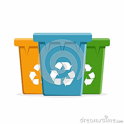 Vector Recycle Bins for Trash and Garbage. Vector Illustration