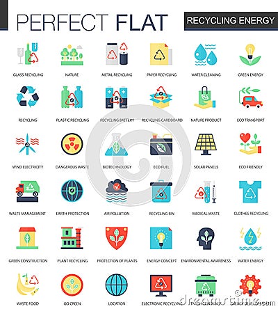 Vector Recycling energy complex flat icon concept. Web infographic icons design. Vector Illustration