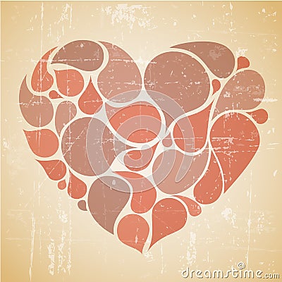 Vector red abstract retro heart Vector Illustration