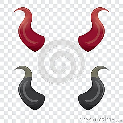 Vector Red and black devil horns isolated Vector Illustration