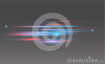 Vector red and blue special effect. Luminous stripes on a transparent background. Beautiful glow glow and spark.particle Vector Illustration