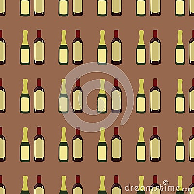 Vector red burgundy wine and champagne collection seamless pattern background. Vector Illustration