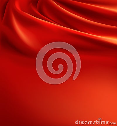 Vector red fabric background, luxury silk cloth Vector Illustration