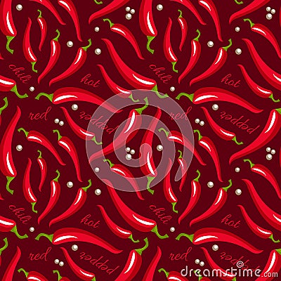 Vector red hot chili peppers seamless pattern. Vector Illustration