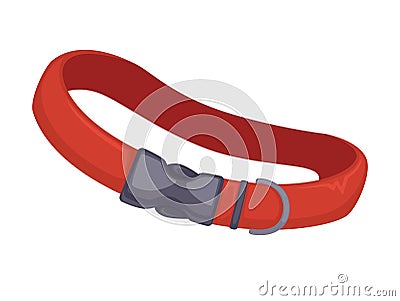 Vector red leather dog collar. Vector Illustration