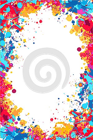 Vector red, orange and blue splattered frame Stock Photo