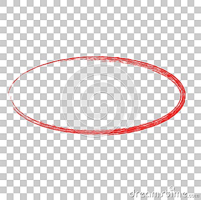 Red oval crayon frame, at transparent effect background Vector Illustration