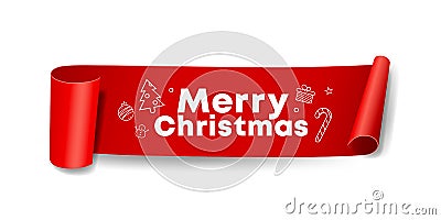 Vector Red Roll paper Merry Christmas design Vector Illustration