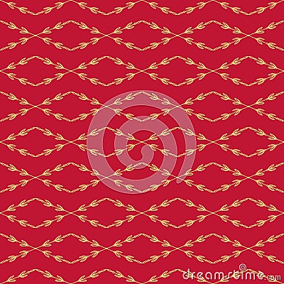 Vector red seamless pattern. Stylish texture. Endless floral simple background. Diagonal branches with berries Vector Illustration