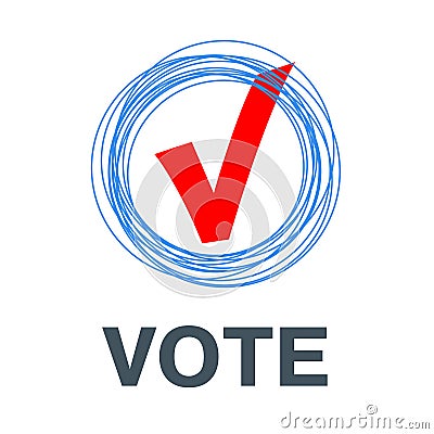 Vector red vote label. poll icon. Vector Illustration