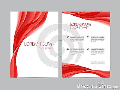 Vector red wave design template, abstract background cover, poster, book, brochure business theme. Flow creative Vector Illustration