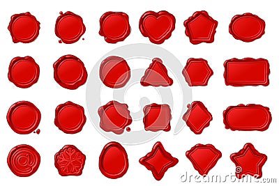 vector red wax seal stamps set Vector Illustration