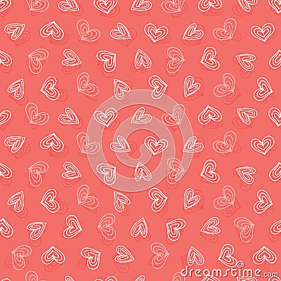 Vector red wireframe hearts repeat pattern. Suitable for valentines, wedding, engagement cards Stock Photo