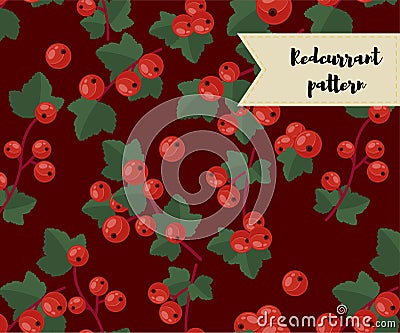Vector redcurrant seamless pattern. background, pattern, fabric design, wrapping paper, cover Vector Illustration