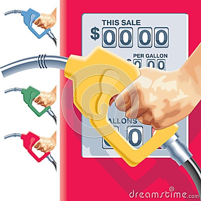 Vector refueling hose and gas station counters Vector Illustration