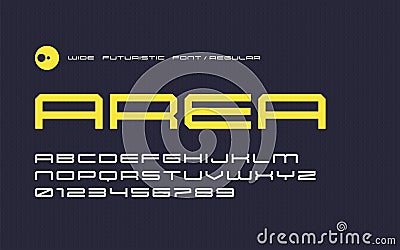 Vector regular futuristic display font, modern wide typeface, up Vector Illustration