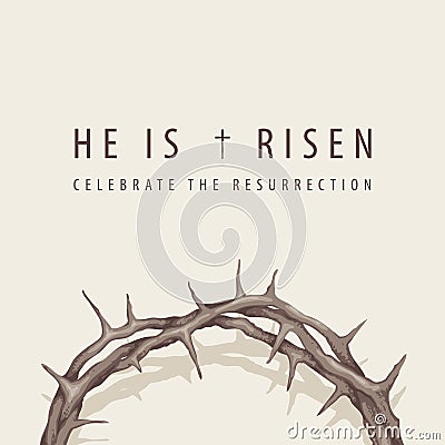 Easter banner with inscription and crown of thorns Vector Illustration