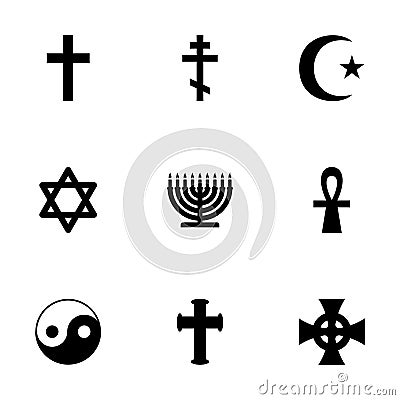 Vector religious symbols icon set Vector Illustration
