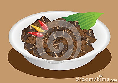 Vector - Rendang Padang, Indonesian Traditional Stew Beef Vector Illustration