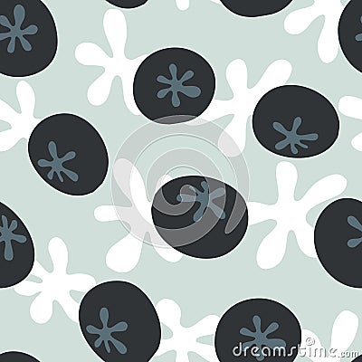 Vector repeat seamless pattern with cute blueberries. Vector Illustration