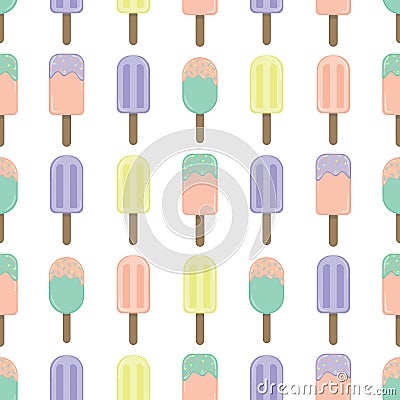 Vector Ice cream repeat seamless pattern. Pastel colors Stock Photo