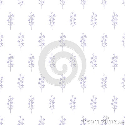 Vector repeat seamless pattern with small flowerson light purple background. Vector Illustration