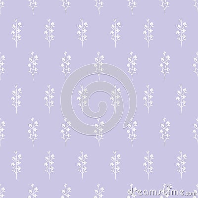 Vector repeat seamless pattern with small flowerson light purple background. Vector Illustration