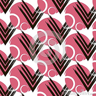 Vector repetition circle with line arrows pattern. Abstract pink design texture. Modern hipter print Vector Illustration