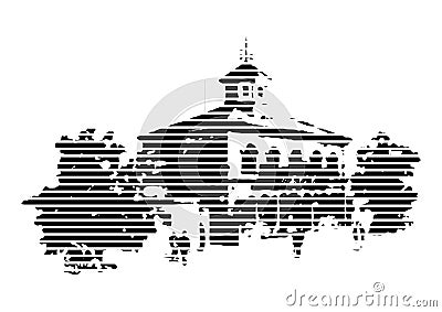 Vector representation of a Japanese castle Stock Photo