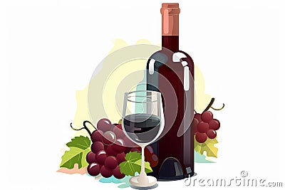 Vector Representation of a Wine Bottle Image. Generative Ai Stock Photo