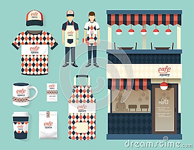 Vector restaurant cafe set shop front design, flyer, menu. Vector Illustration