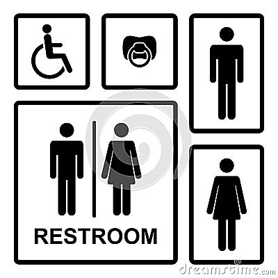 Vector restroom icons with men,women, lady, man Vector Illustration