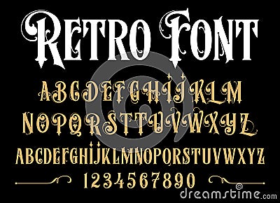 Vector retro alphabet. Vintage font. Vector Illustration