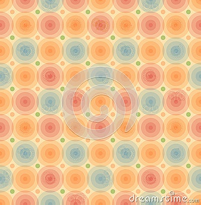 Vector retro background Vintage seamless pattern with glossy circles Geometric template for wallpapers, covers Stock Photo