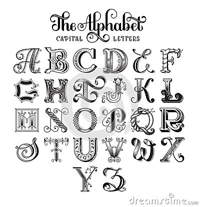 Vector retro decorative font Vector Illustration