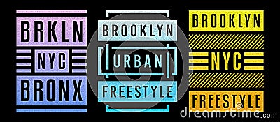 Vector retro illustration on the theme of Brooklyn. Urban. Modern. Stylized vintage grunge typography, t-shirt graphics Vector Illustration