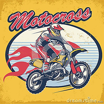 Retro motocross design badge Vector Illustration