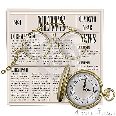 Vector Retro Newspaper Concept Vector Illustration