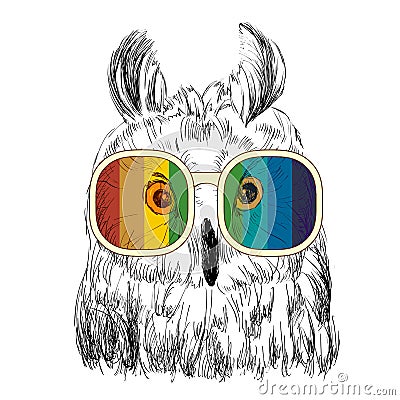 Vector retro owl Vector Illustration