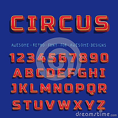 Vector Retro Shiny Font with shadow Vector Illustration