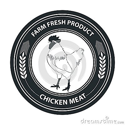 Vector retro styled badge with chicken symbol. Organic food badge Vector Illustration