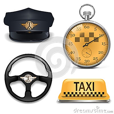 Vector Retro Taxi Icons Vector Illustration