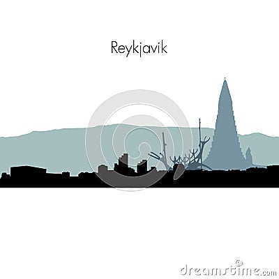 Vector Reykjavik skyline silhouette. Vector Illustration