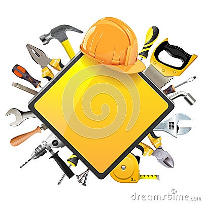 Vector Rhombic Sign with Tools Vector Illustration