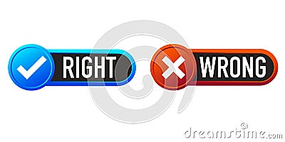 vector right and wrong budge with check mark Vector Illustration