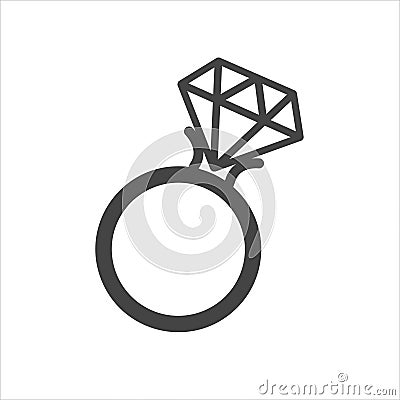 Vector ring icon with diamonds on white isolated background Vector Illustration