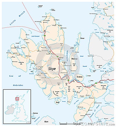Vector road map of the Scottish Isle of Skye Stock Photo