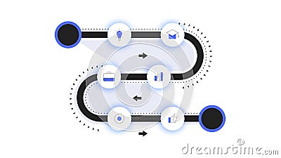 Vector Roadmap, Modern Infographic Timeline With Neon Backlight. Template For Business Presentation, Annual Reports Vector Illustration