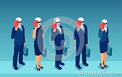 Vector of robot candidates hiding behind masks Stock Photo